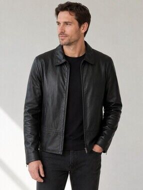 Danier Men’s Classic Black Leather Jacket